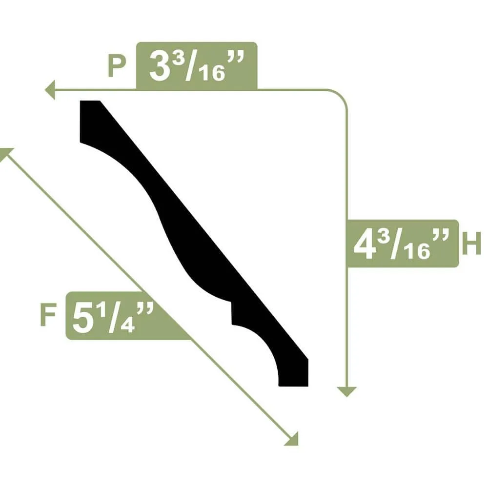 Ekena Millwork 4-1/4 in. x 5-1/4 in. x 96 in. Crown Moulding, PVC (12-Pack), photo 3 of 11