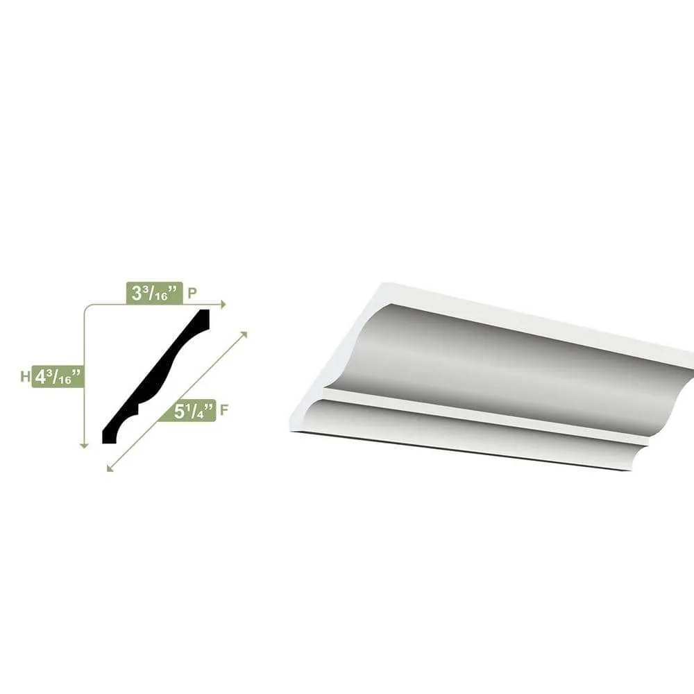 Ekena Millwork 4-1/4 in. x 5-1/4 in. x 96 in. Crown Moulding, PVC (12-Pack), photo 2 of 11