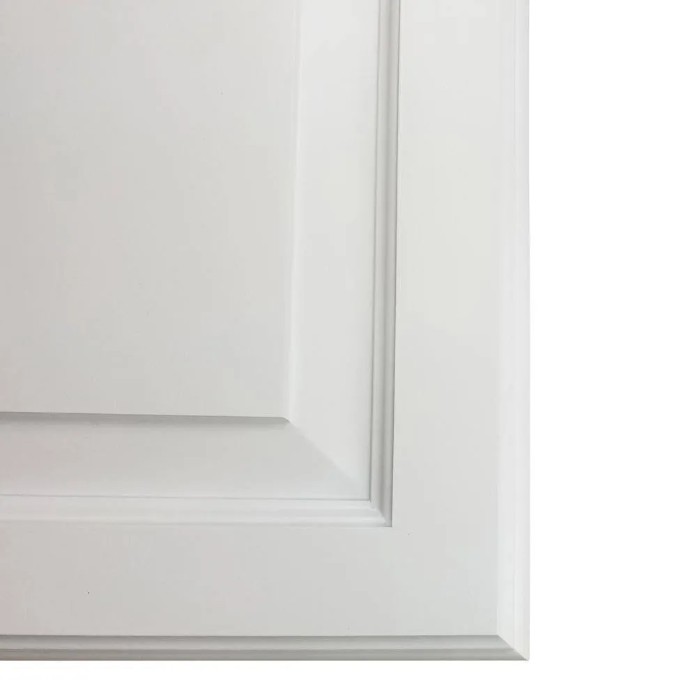 WG Wood Products 15.5 in. W x 35.5 in. H x 3.5 in. D Cutlass Raised Panel White Recessed Solid Wood Medicine Cabinet without Mirror, photo 4 of 8