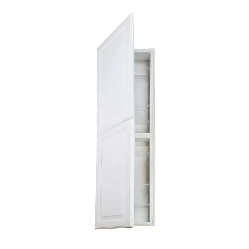 WG Wood Products 15.5 in. W x 71 in. H x 3.5 in. D Cutlass Raised Panel White Recessed Solid Wood Medicine Cabinet without Mirror, photo 4 of 9
