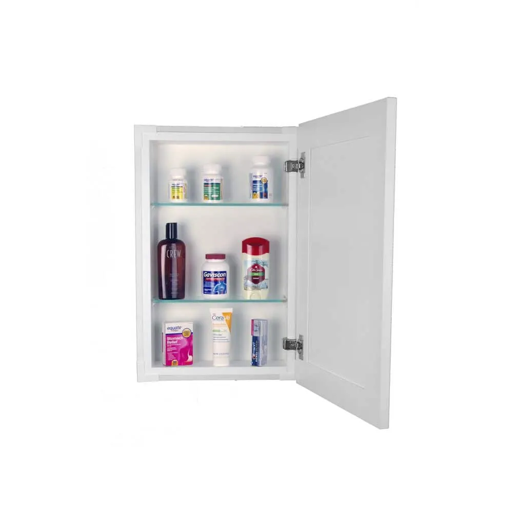 WG Wood Products Fieldstone Shaker 15.5 in. W x 23.5 in. H White Enamel Recessed Medicine Cabinet without Mirror Style Frameless, photo 7 of 10