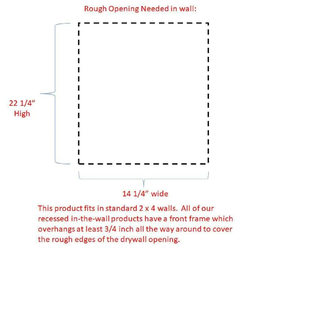 WG Wood Products Fieldstone Shaker 15.5 in. W x 23.5 in. H White Enamel Recessed Medicine Cabinet without Mirror Style Frameless, photo 3 of 10