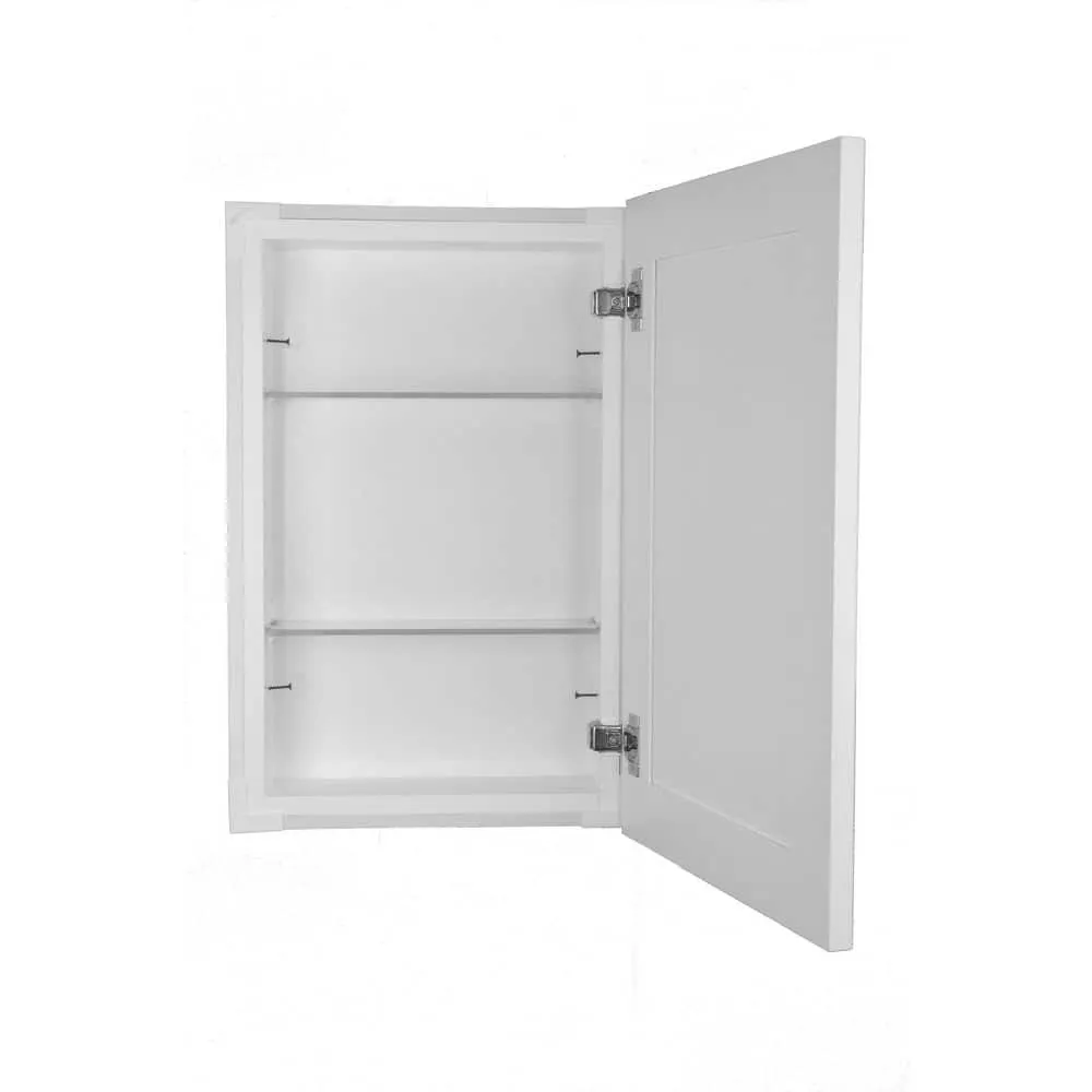 WG Wood Products Fieldstone Shaker 15.5 in. W x 23.5 in. H White Enamel Recessed Medicine Cabinet without Mirror Style Frameless, photo 4 of 10