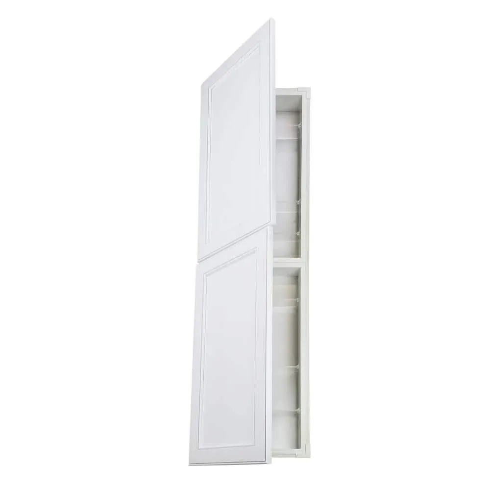 WG Wood Products 15.5 in. W x 65 in. H x 3.5 in. D Linwood Bead Panel White Recessed Solid Wood Medicine Cabinet without Mirror, photo 7 of 12