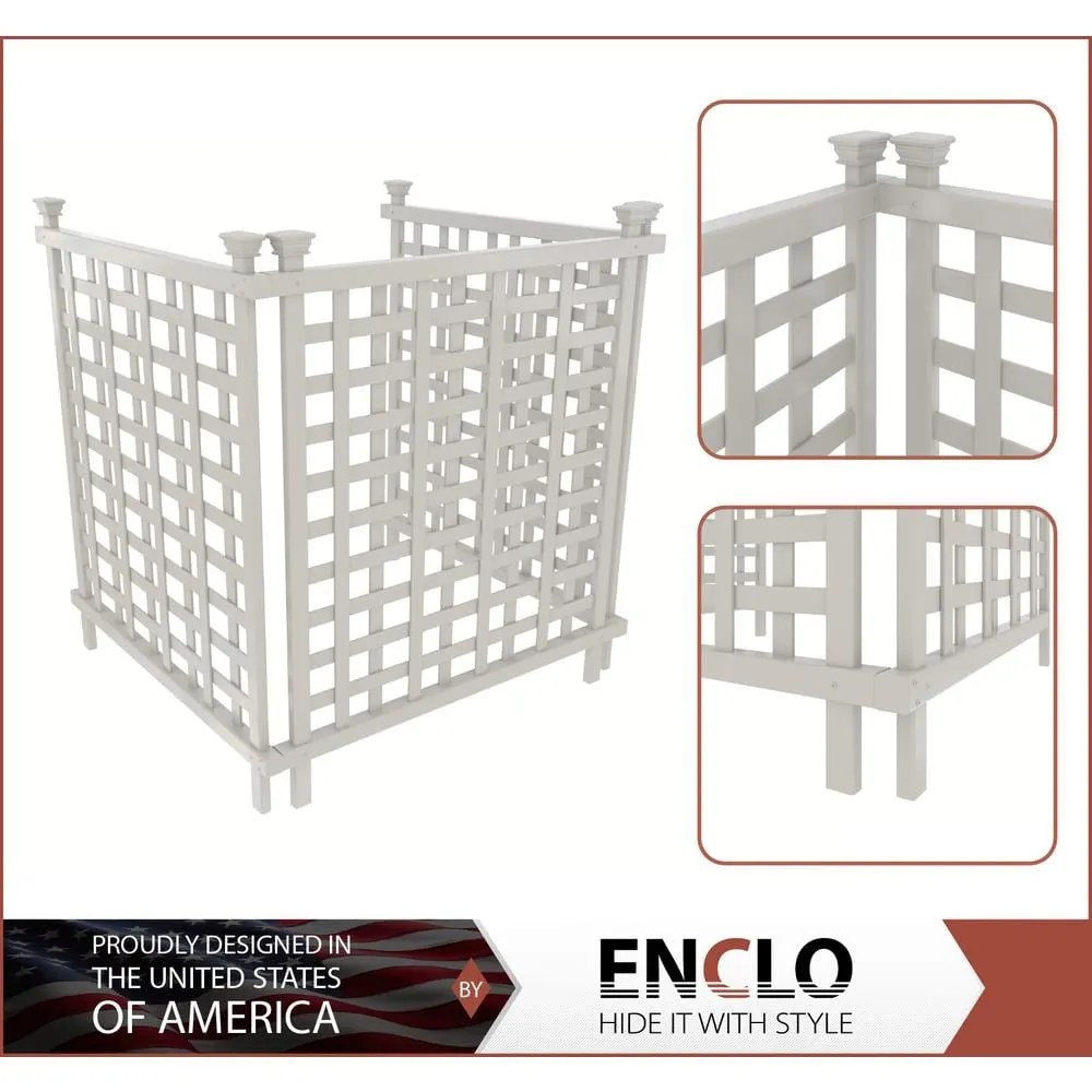 Enclo Privacy Screens Enclo Liberty Lattice 3.5 ft. x 3 ft. White Vinyl AC Screen Fence Panel, photo 3 of 9