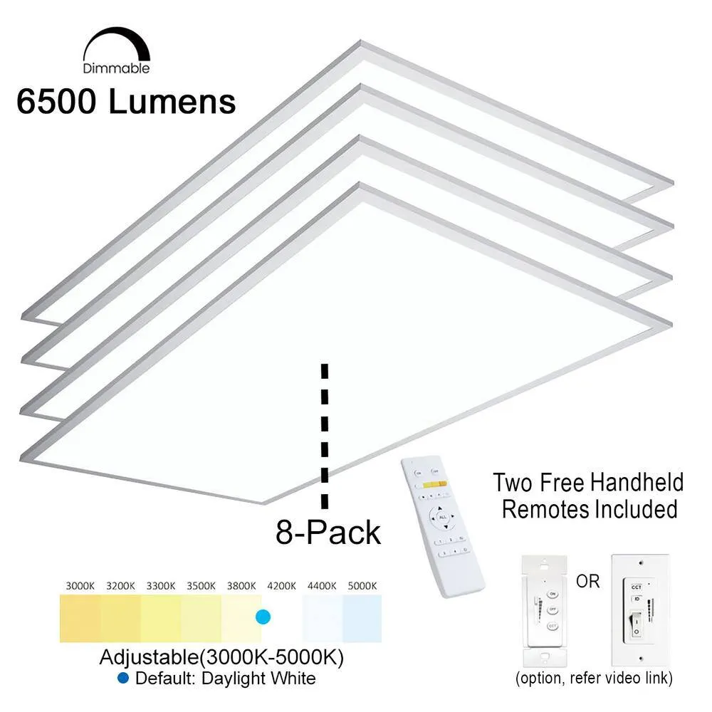eSenLite 2 ft. x 4 ft. Integrated LED Panel Light Troffer Backlit 6500LM 630W Equivalent White Dim CCT Color Changeable (8-PC), photo 3 of 10