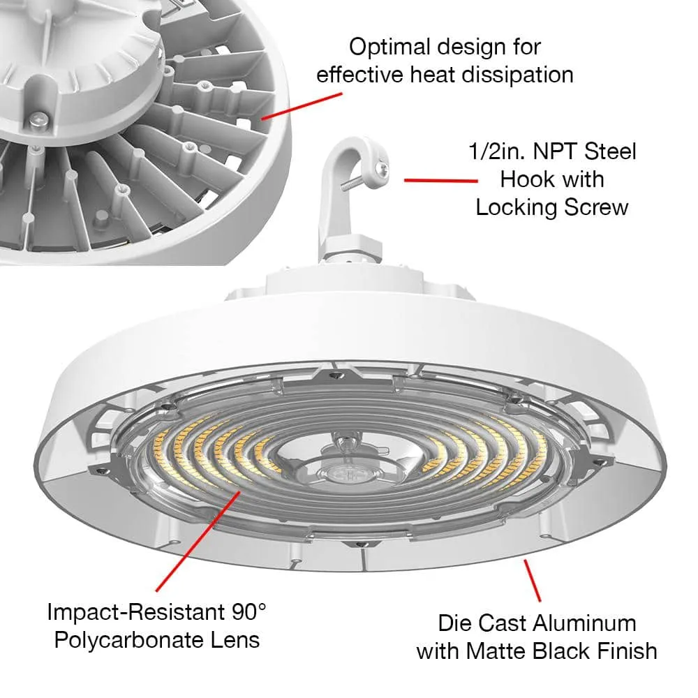 ETI LIGHTING 400-Watt Equivalent 11 in. Round Integrated LED White High Bay Light 27000-36000 Lumens Adjustable CCT 120-277V (8-Pack), photo 5 of 9