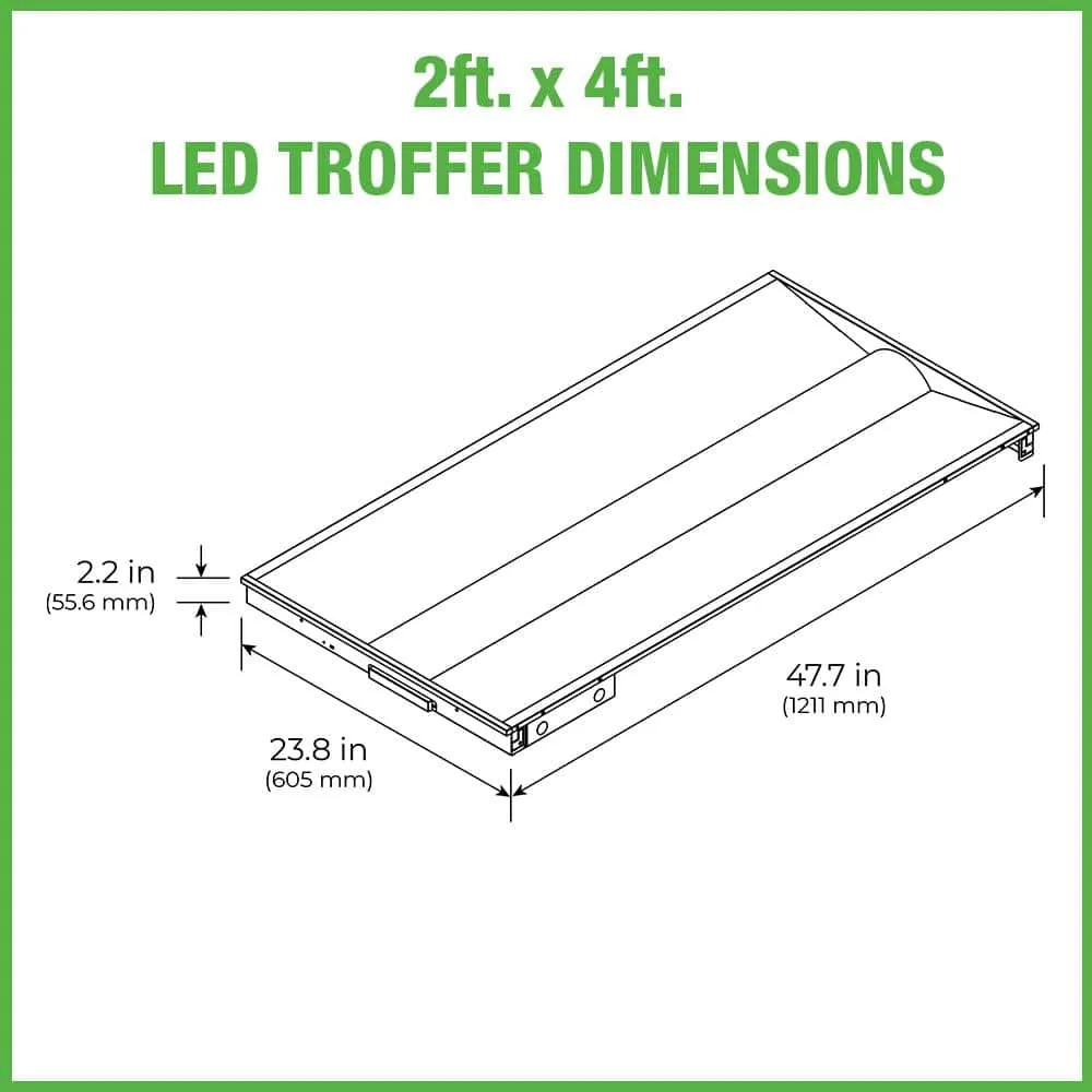 ETI LIGHTING 2 ft. x 4 ft. Center Basket Integrated LED Troffer Light 39W/32W/29W/24W 5850-Lumens 3500K 4000K 5000K Dimmable (8-Pack), photo 6 of 11
