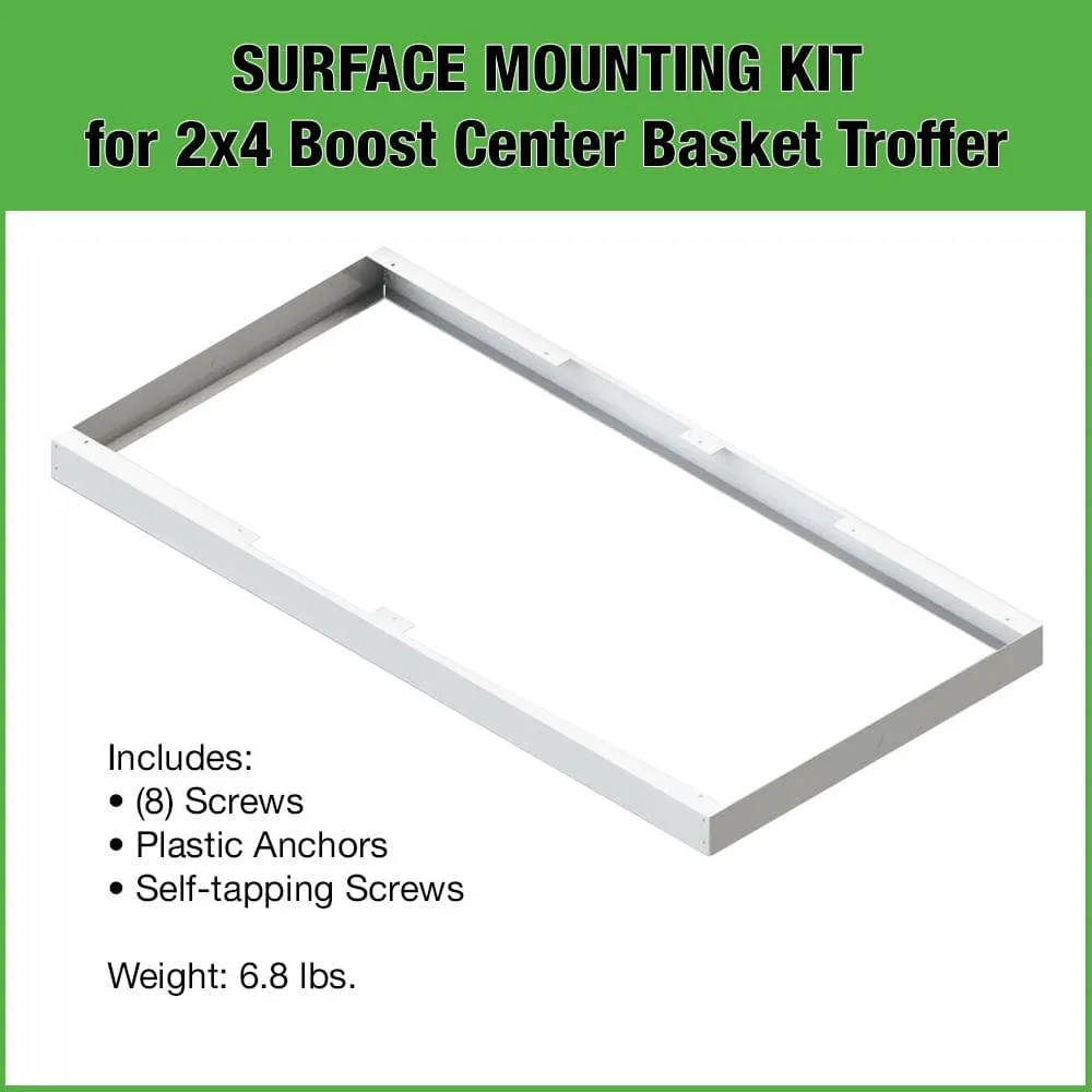 ETI LIGHTING 2 ft. x 4 ft. Center Basket LED Troffer Light with Surface Mount Kit 5850 Lumens 3500K 4000K 5000K 120-277V Dimmable, photo 8 of 11
