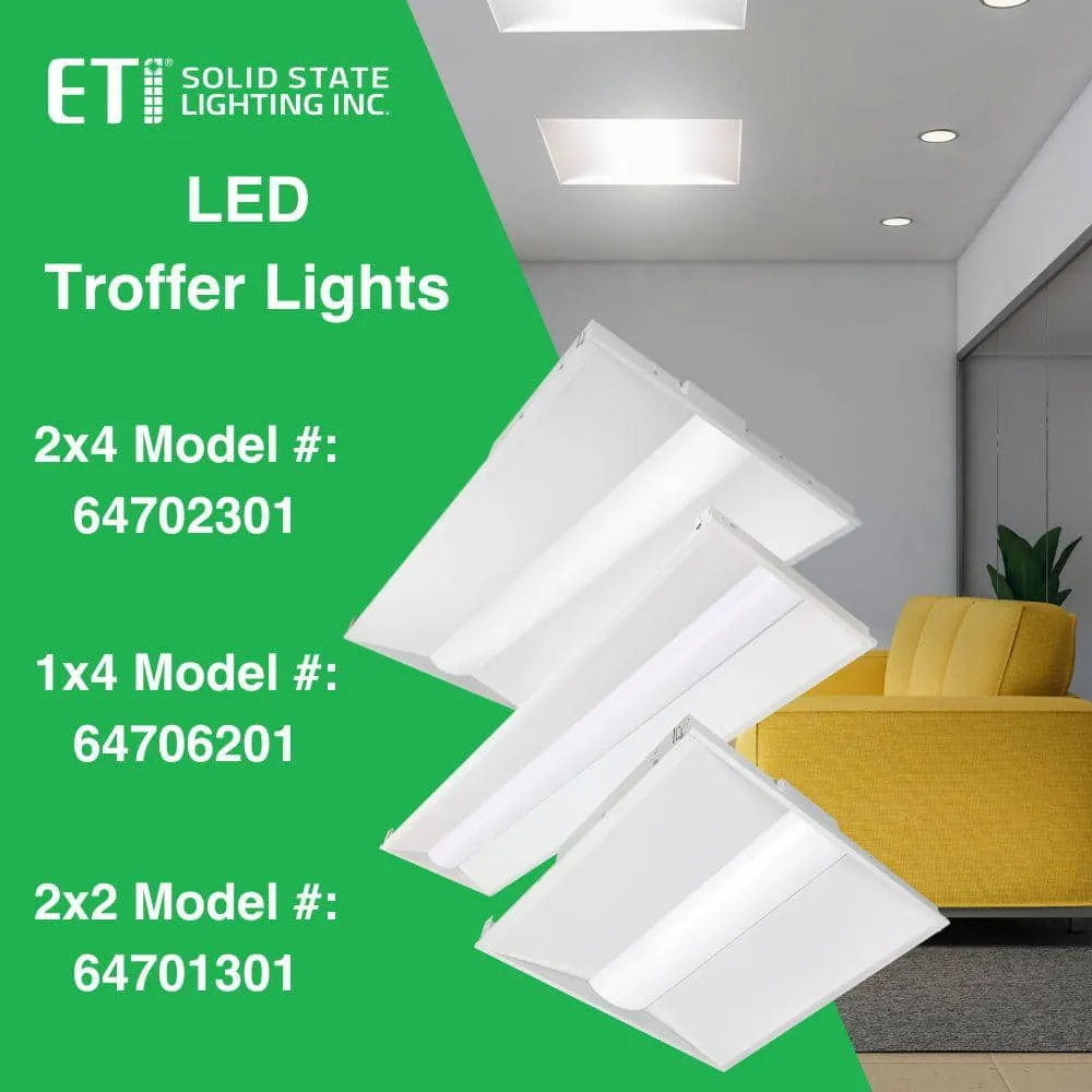 ETI LIGHTING 2 ft. x 4 ft. Center Basket LED Troffer Light with Surface Mount Kit 5850 Lumens 3500K 4000K 5000K 120-277V Dimmable, photo 11 of 11
