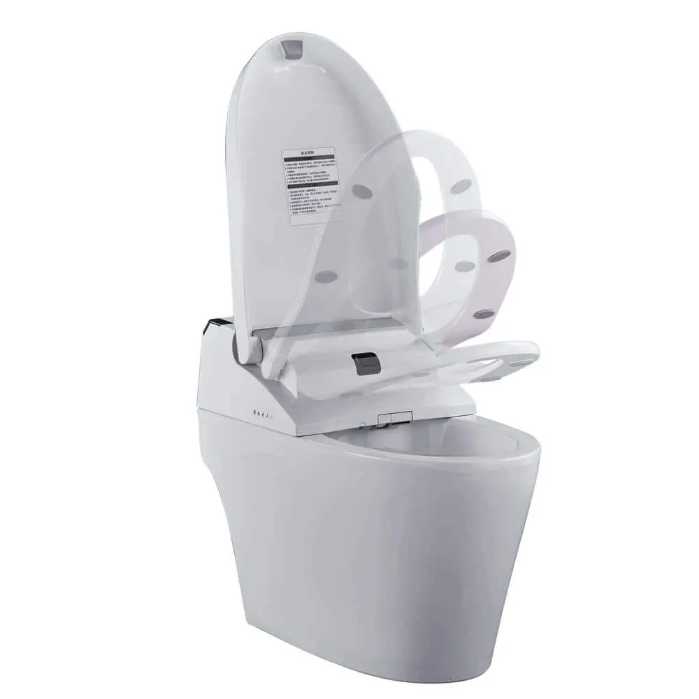 FINE FIXTURES Wave Dual Flush Elongated Toilet with Bidet Seat, White, photo 4 of 6