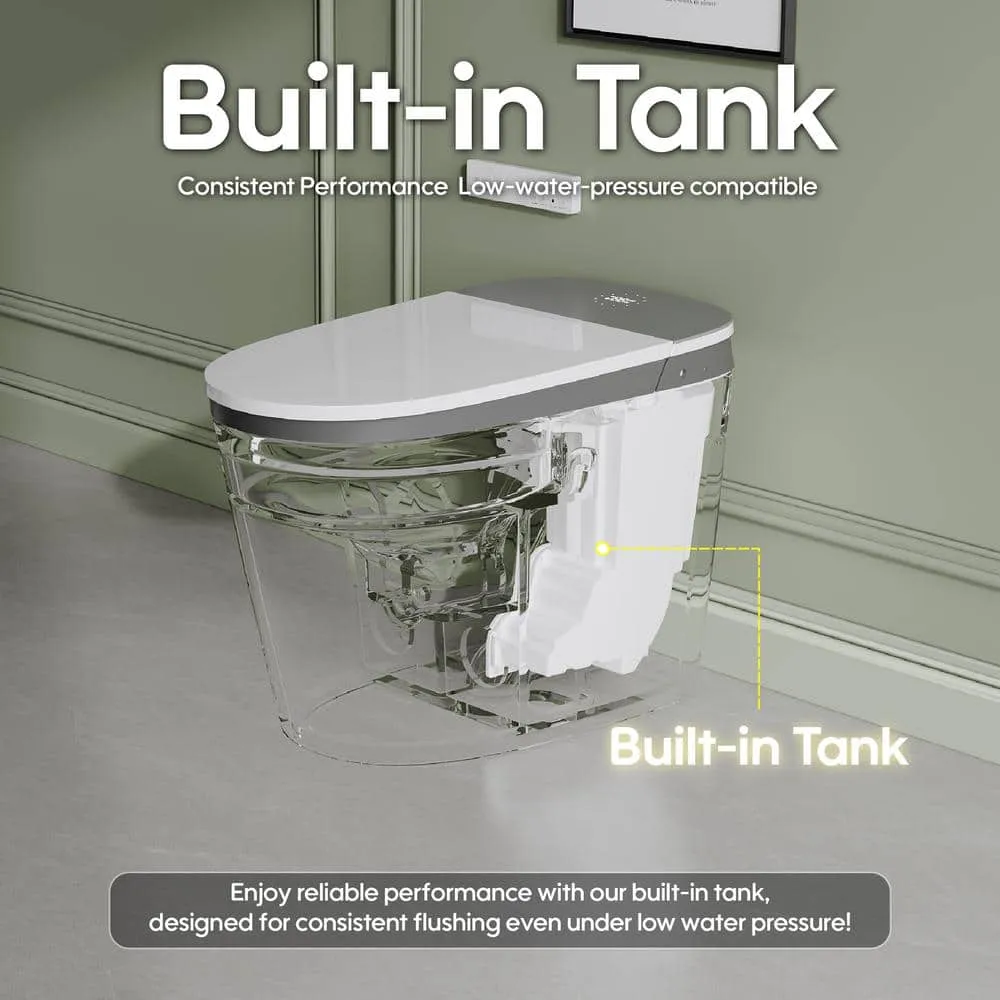 FORCLOVER 12-in-1 Dual Flush Smart Tank Elongated Toilet with Heated Seat & Dryer, photo 3 of 10