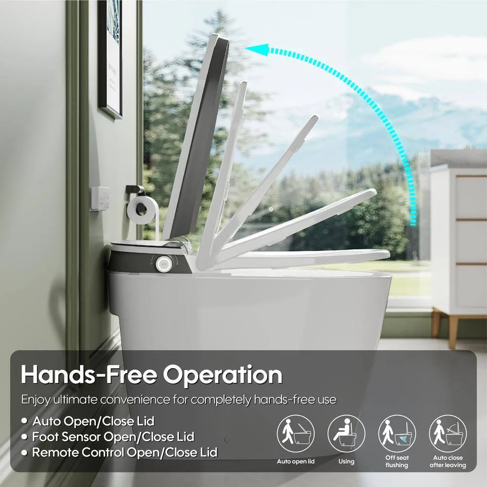 FORCLOVER 12-in-1 Dual Flush Smart Tank Elongated Toilet with Heated Seat & Dryer, photo 7 of 10