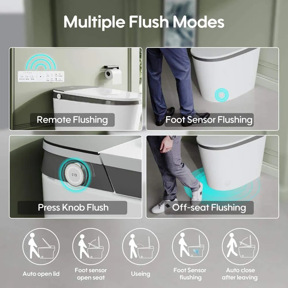 FORCLOVER 12-in-1 Dual Flush Smart Tank Elongated Toilet with Heated Seat & Dryer, photo 8 of 10