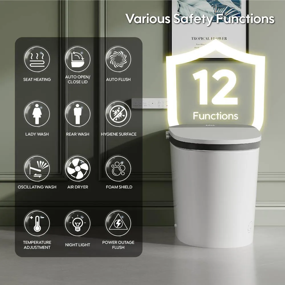 FORCLOVER 12-in-1 Dual Flush Smart Tank Elongated Toilet with Heated Seat & Dryer, photo 2 of 10