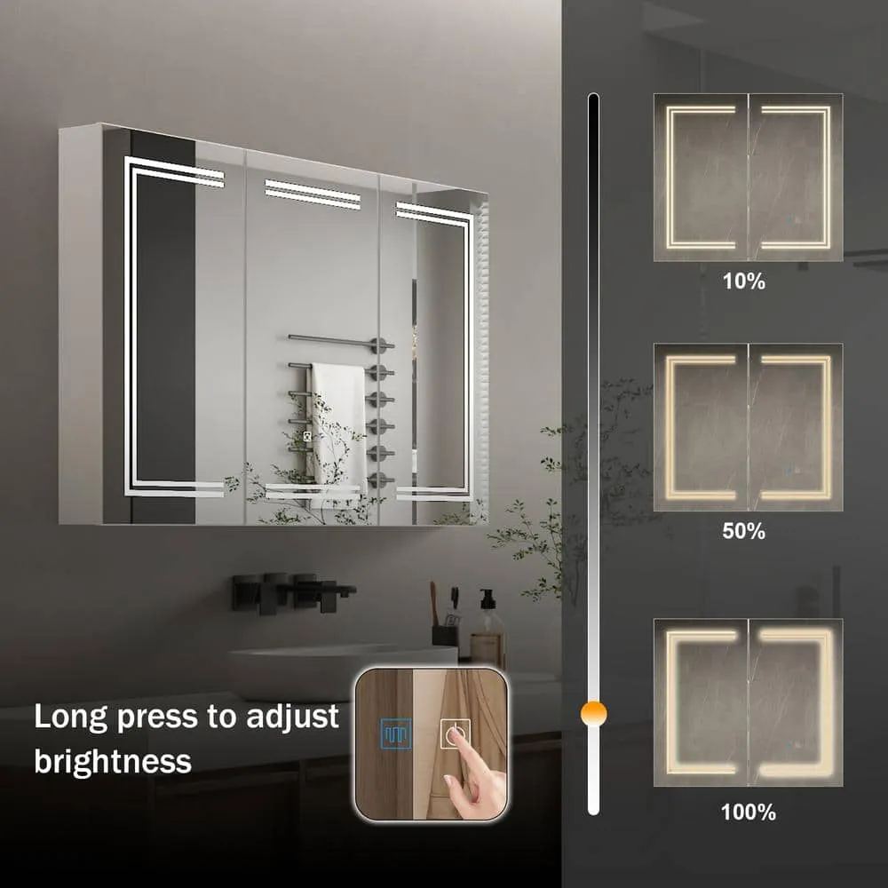 FUFU&GAGA 47.2 in. W x 35.4 in. H Rectangular Surface Mount Bathroom Medicine Cabinet with Mirror, Anti-fog function, LED Light, photo 6 of 9