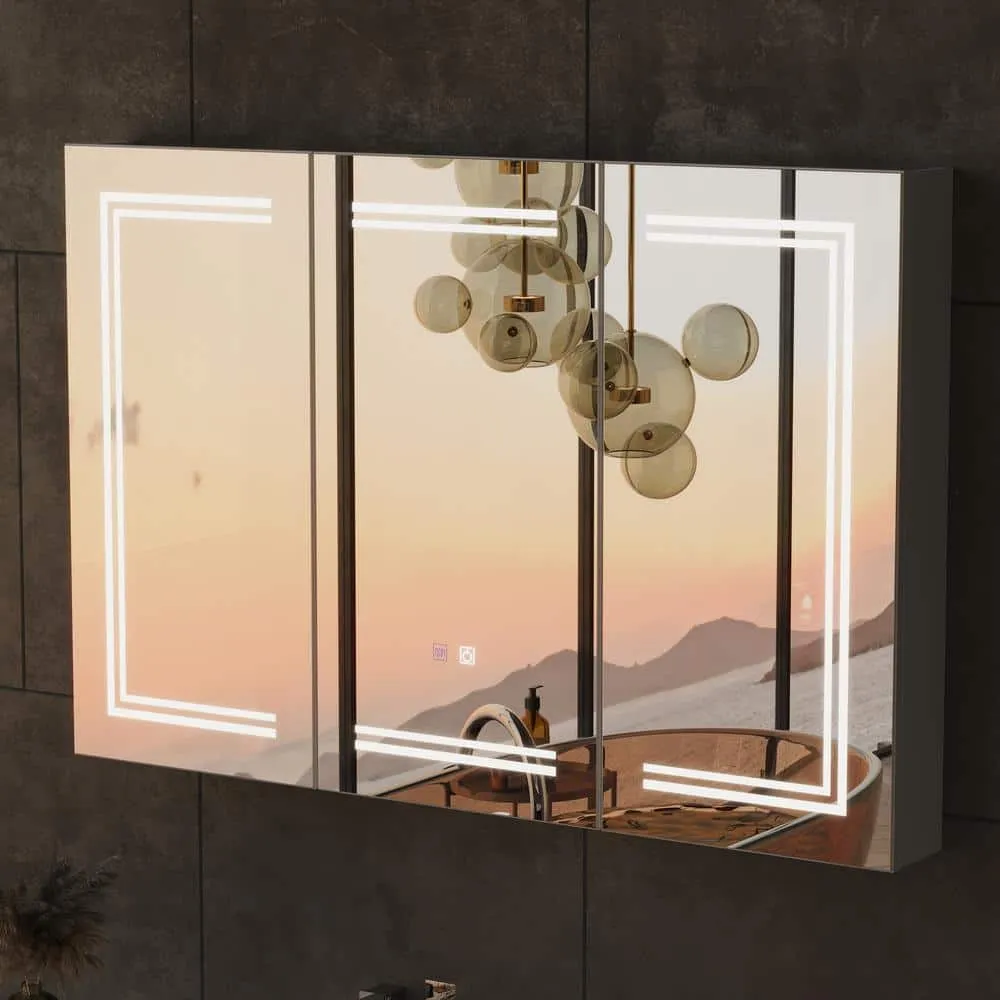 FUFU&GAGA 47.2 in. W x 35.4 in. H Rectangular Surface Mount Bathroom Medicine Cabinet with Mirror, Anti-fog function, LED Light, photo 9 of 9