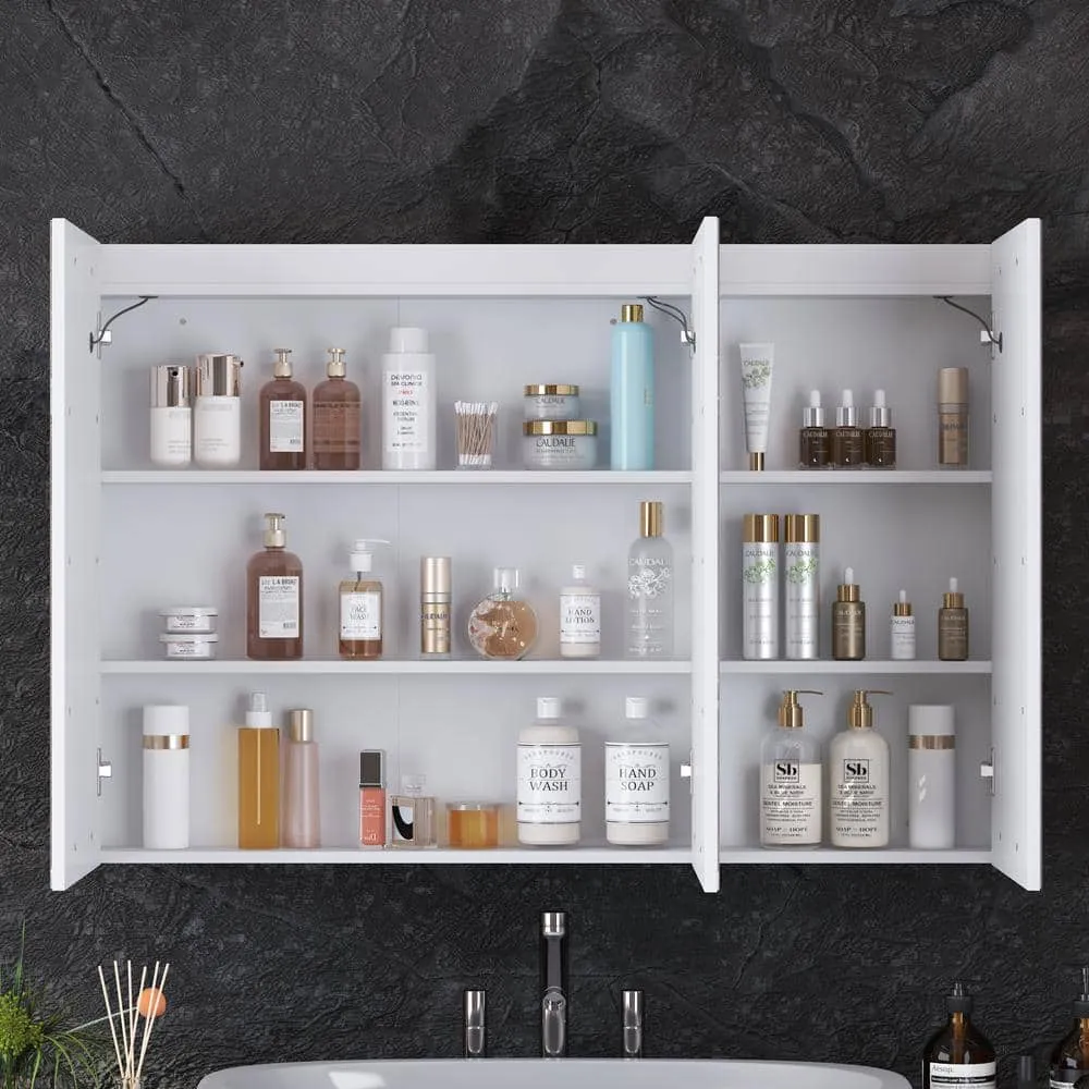 FUFU&GAGA 47.2 in. W x 35.4 in. H Rectangular Surface Mount Bathroom Medicine Cabinet with Mirror, Anti-fog function, LED Light, photo 4 of 9