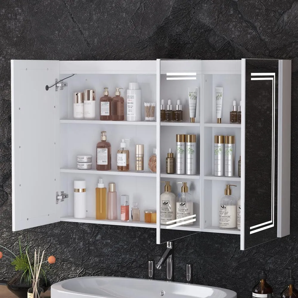 FUFU&GAGA 47.2 in. W x 35.4 in. H Rectangular Surface Mount Bathroom Medicine Cabinet with Mirror, Anti-fog function, LED Light, photo 2 of 9