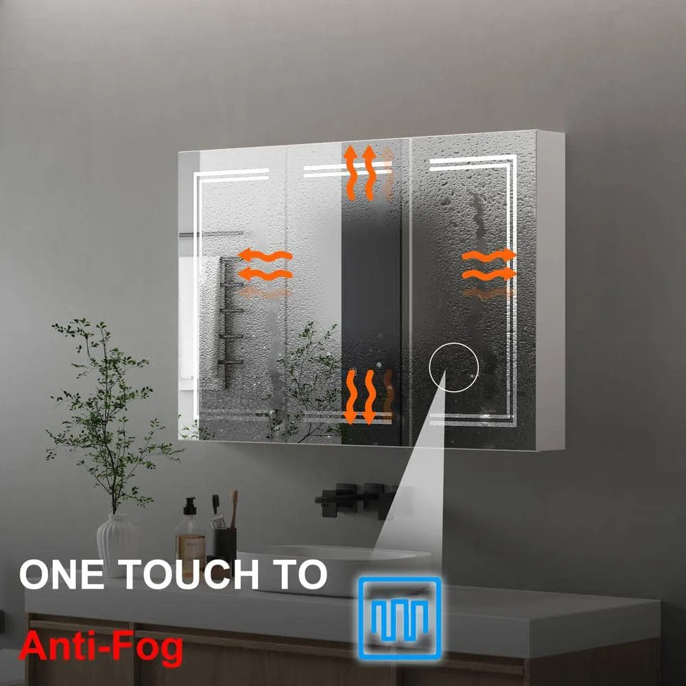 FUFU&GAGA 47.2 in. W x 35.4 in. H Rectangular Surface Mount Bathroom Medicine Cabinet with Mirror, Anti-fog function, LED Light, photo 8 of 9