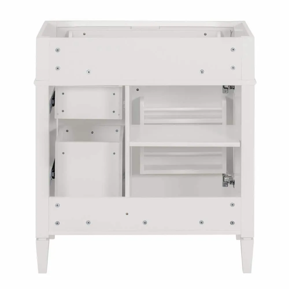 FUNKOL 29.3 x 17.87 x 33 In. White MDF Vertical Bath Cabinet with 3 Drawers and 1 Soft Close Door, Top Sink Not Included, photo 4 of 6