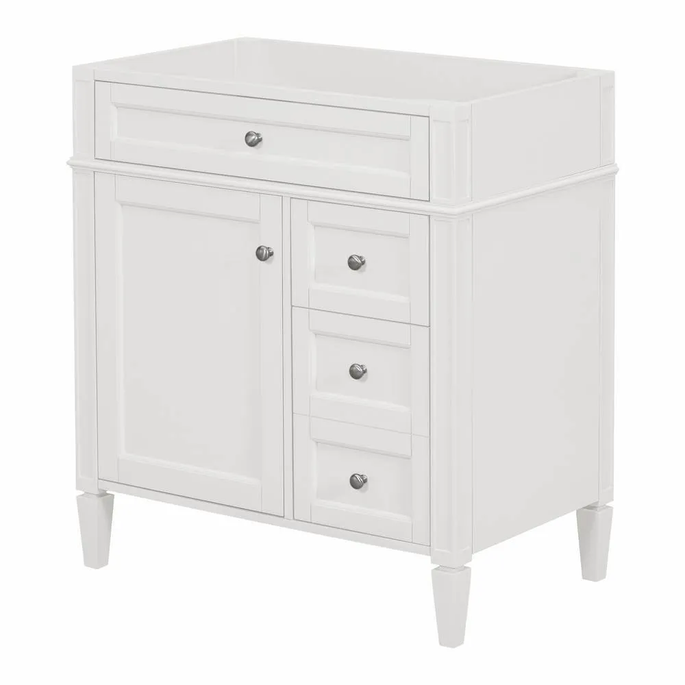 FUNKOL 29.3 x 17.87 x 33 In. White MDF Vertical Bath Cabinet with 3 Drawers and 1 Soft Close Door, Top Sink Not Included, photo 6 of 6