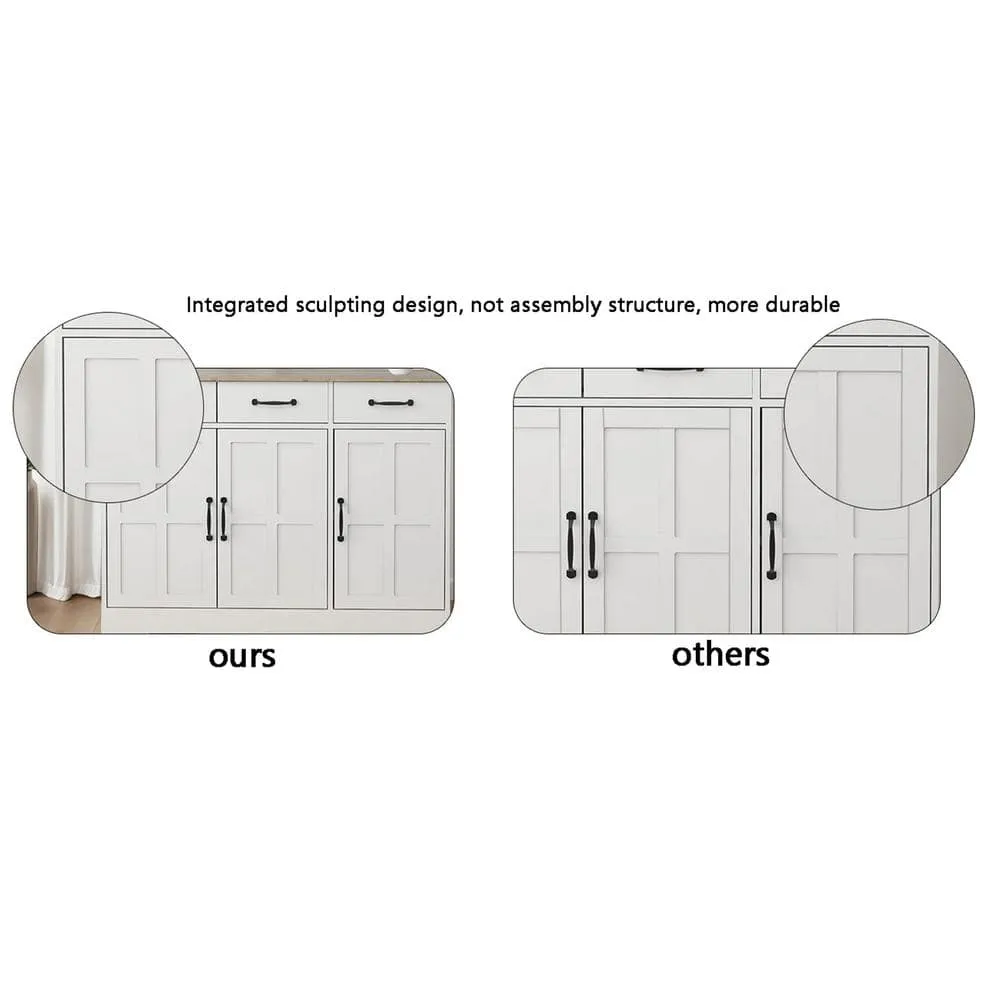 FUNKOL 42.72-in W x 15.35-in D x 32.09-in H in MDF Ready to Assemble Kitchen Cabinet in White with 3 Drawers and 3 Doors, photo 9 of 10