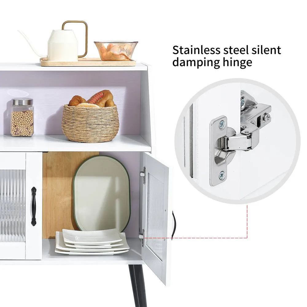 FUNKOL 31.5 in x 16 in x 40 in White Classic 2-Tier MDF Ready to Assemble Kitchen Cabinet with 1 Open and 1 Closed Levels, photo 5 of 9