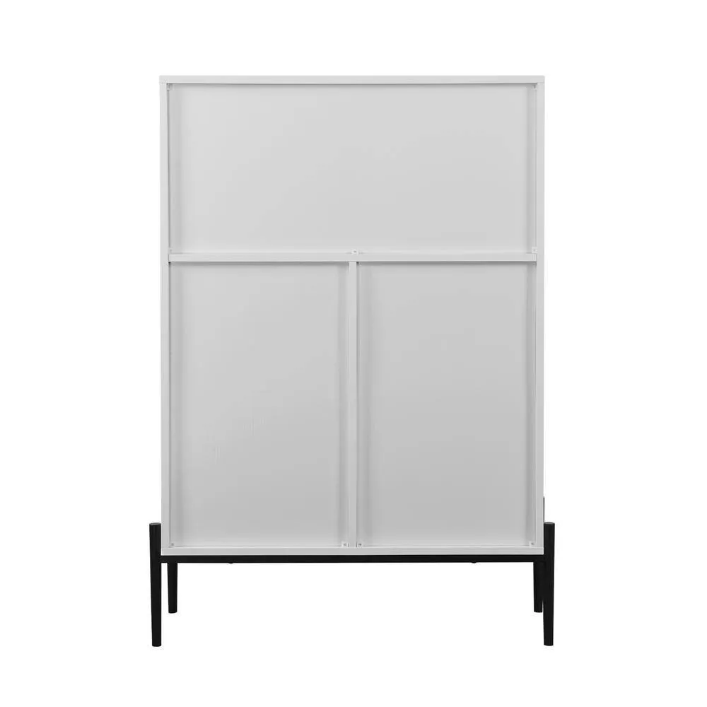 FUNKOL 33.46 in. x 15.74 in. x 47.2 in. White Particleboard Ready to Assemble Kitchen Cabinet w/1 Glass Door 3-Drawers & 1-Door, photo 4 of 6