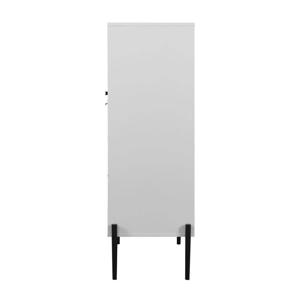 FUNKOL 33.46 in. x 15.74 in. x 47.2 in. White Particleboard Ready to Assemble Kitchen Cabinet w/1 Glass Door 3-Drawers & 1-Door, photo 5 of 6