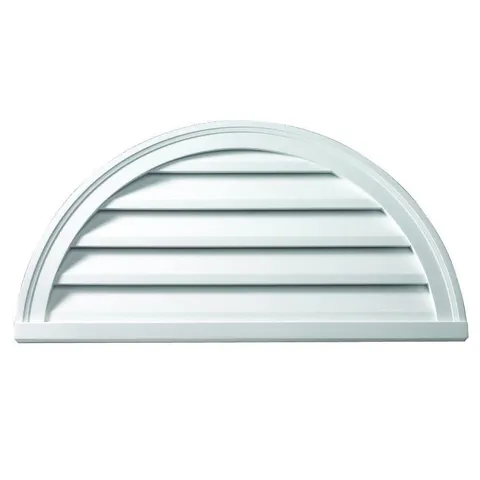 36 × 18 in Half Round White Polyurethane Weather-Resistant Functional Gable Louver Vent