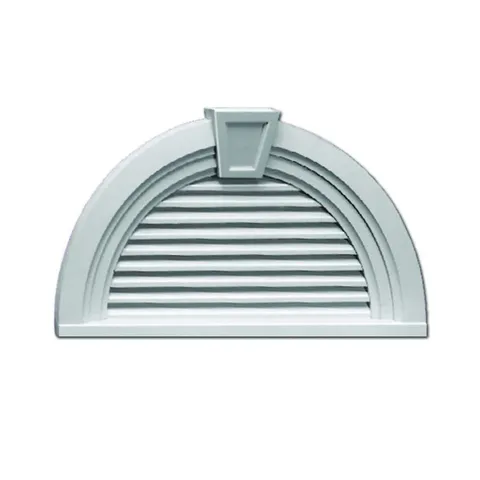 36 × 18.5625 in Half Round White Polyurethane Weather-Resistant Gable Louver Vent