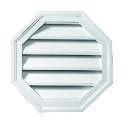 24 × 24 in Octagon White Polyurethane Weather-Resistant Gable Louver Vent