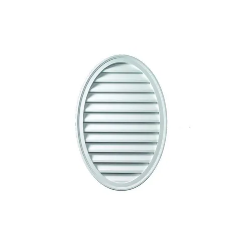 24.5 × 37 in Oval White Polyurethane Weather-Resistant Functional Gable Louver Vent
