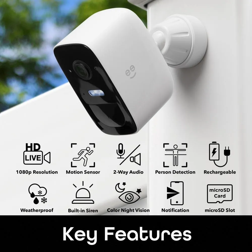 Geeni Freebird 2 Wireless Outdoor Smart Battery Operated Security Camera 2.4GHz Wi-Fi, Color Night Vision, 2 Way Talk, White, photo 2 of 7
