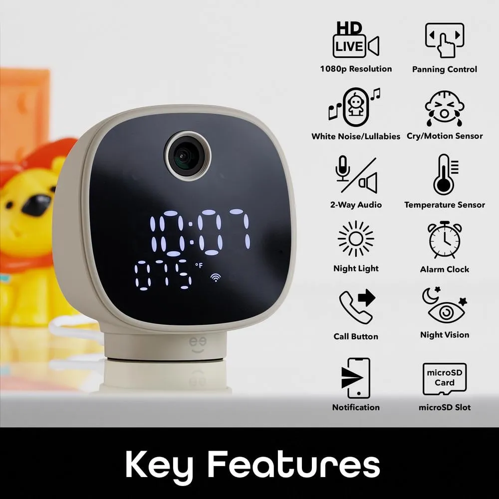 Geeni Serenity Smart Plug-In Clock Security Camera, Indoor 1080P Wi-Fi Monitor, 2-Way Audio, Night Light, photo 2 of 9