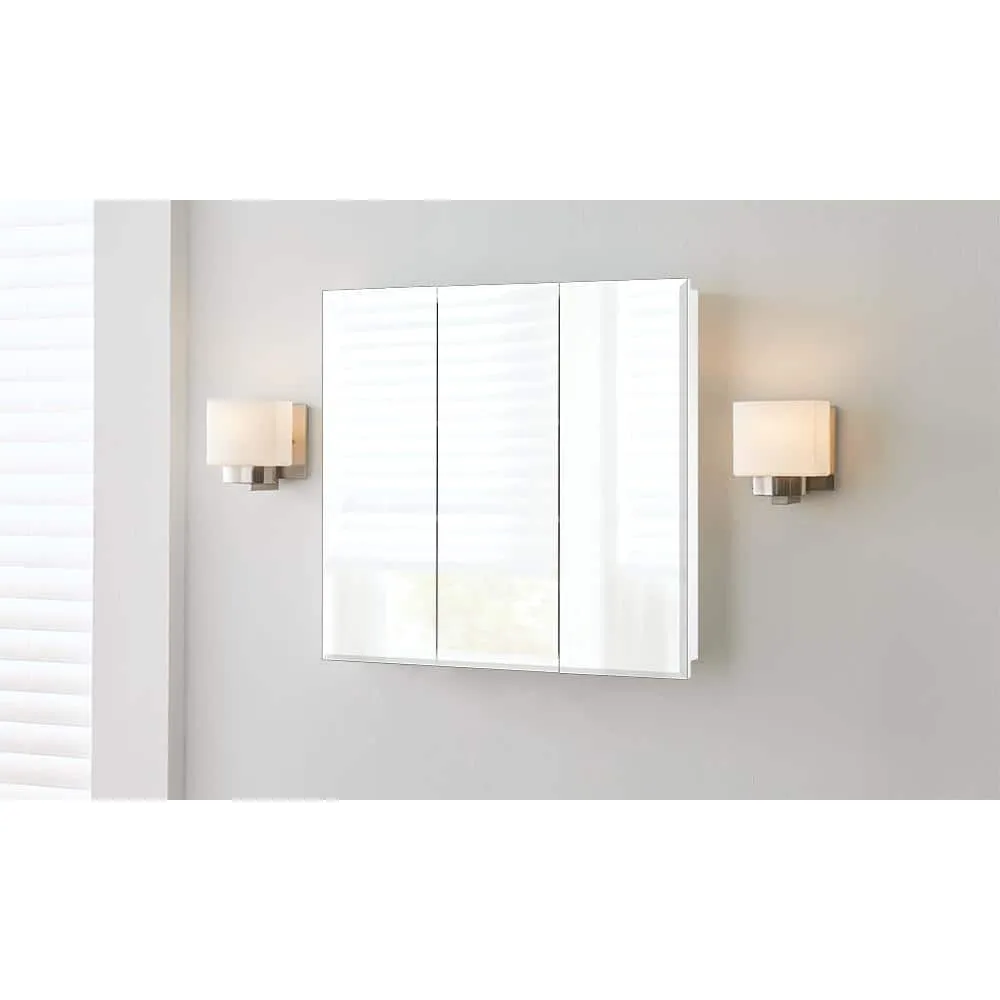 Glacier Bay 24.4 in. W x 25.2 in. H Rectangular Medicine Cabinet with Mirror in Silver with Adjustable Shelves, photo 12 of 12