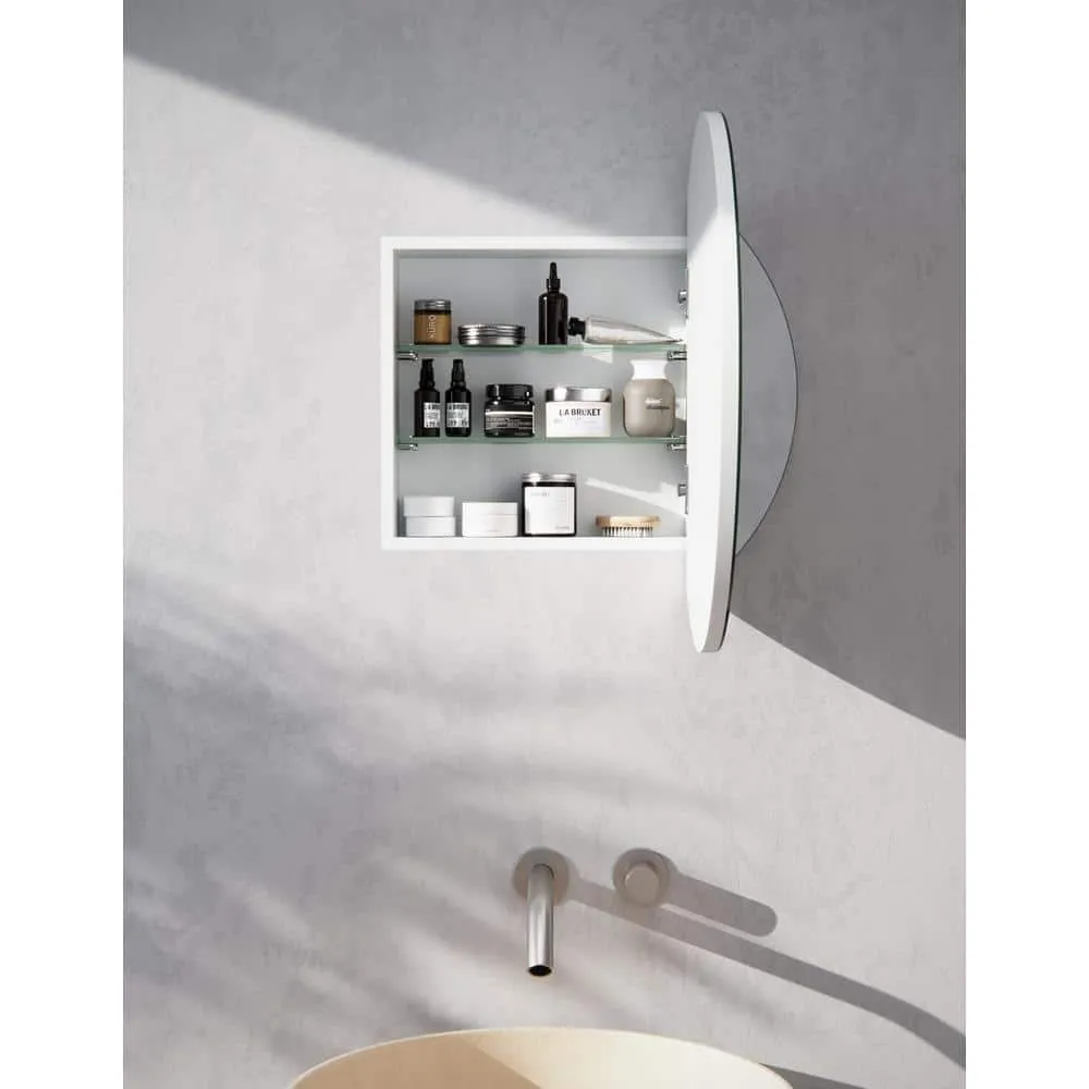 Glass Warehouse Orsa 24 in. W x 24 in. H x 4.75 in. D White Recessed Medicine Cabinet with Mirror, photo 7 of 9