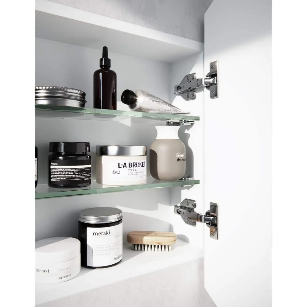 Glass Warehouse Orsa 24 in. W x 24 in. H x 4.75 in. D White Recessed Medicine Cabinet with Mirror, photo 3 of 9