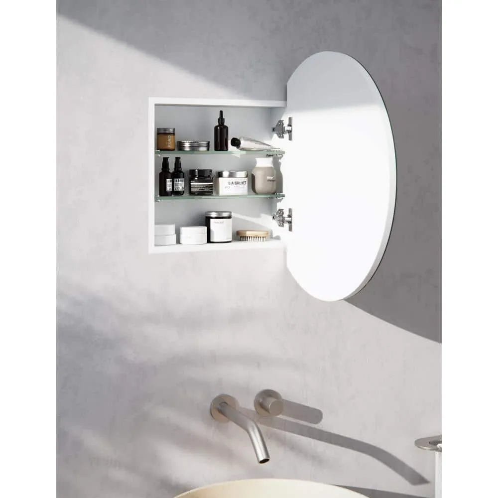 Glass Warehouse Orsa 24 in. W x 24 in. H x 4.75 in. D White Recessed Medicine Cabinet with Mirror, photo 9 of 9
