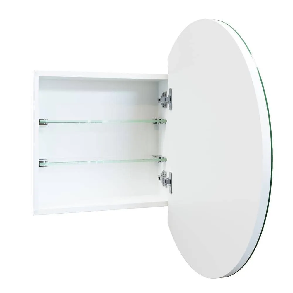 Glass Warehouse Orsa 24 in. W x 24 in. H x 4.75 in. D White Recessed Medicine Cabinet with Mirror, photo 4 of 9