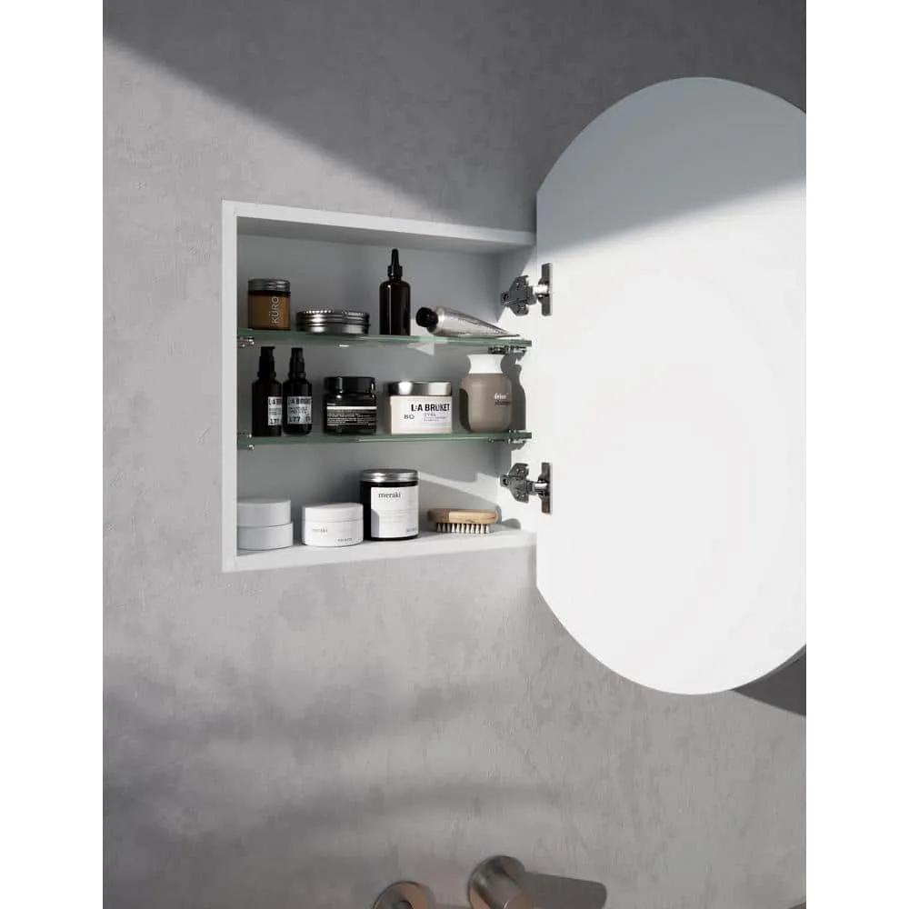 Glass Warehouse Orsa 24 in. W x 24 in. H x 4.75 in. D White Recessed Medicine Cabinet with Mirror, photo 8 of 9