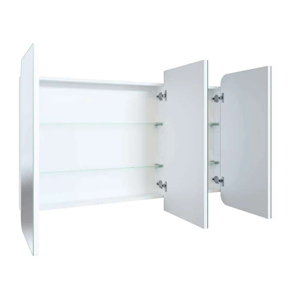 Glass Warehouse Ezri 48 in. W x 32 in. H x 4.75 in. D White Recessed Medicine Cabinet with Mirror, photo 3 of 8