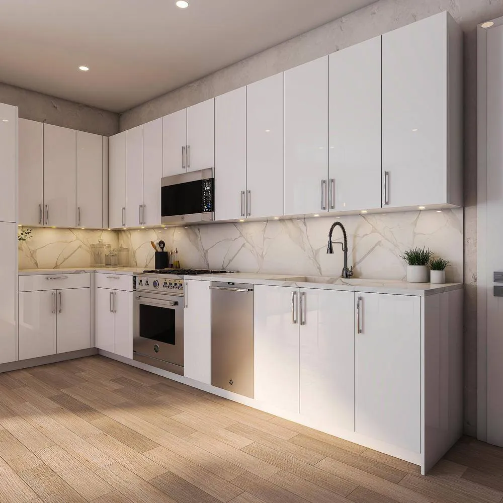 Cambridge Radiance 21 in. W x 24 in. D x 34.5 in. H Ready to Assemble Slab Base Kitchen Cabinet in White Gloss, photo 3 of 12