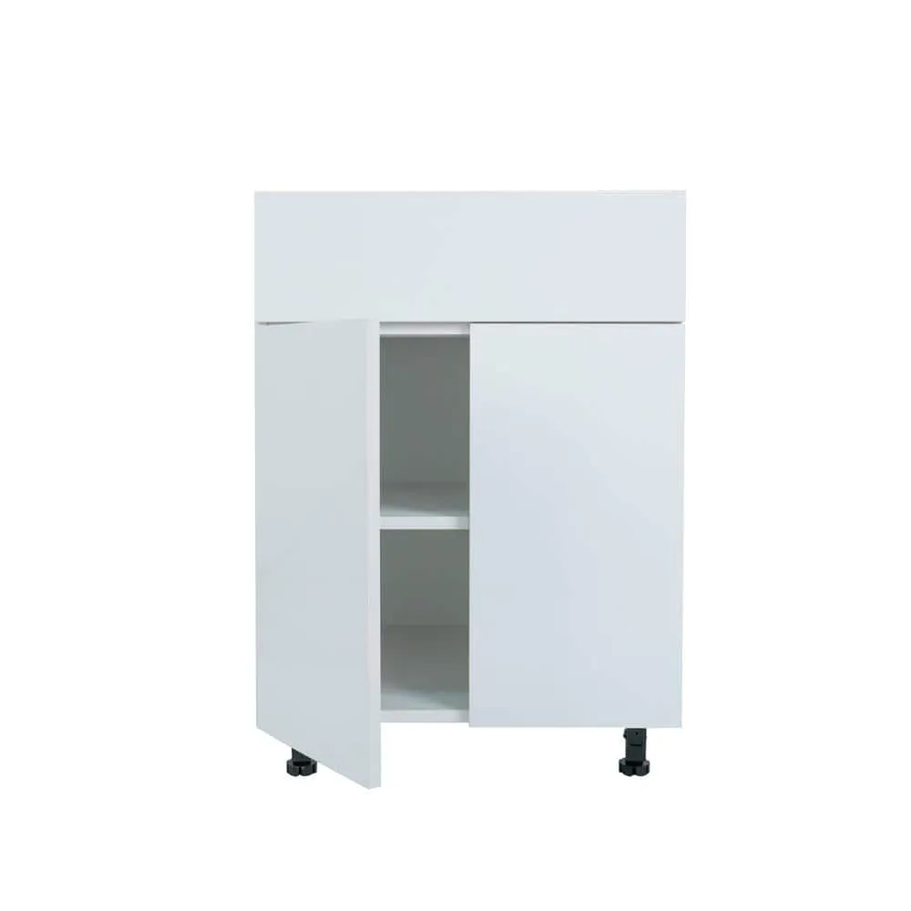 Cambridge Radiance 24 in. W x 24 in. D x 34.5 in. H Ready to Assemble Slab Base Kitchen Cabinet in White Gloss, photo 5 of 10