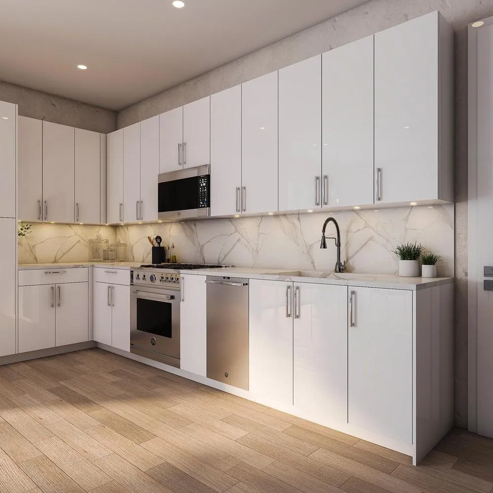 Cambridge Radiance 12 in. W x 12 in. D x 30 in. H Ready to Assemble Slab Wall Kitchen Cabinet in White Gloss, photo 3 of 10