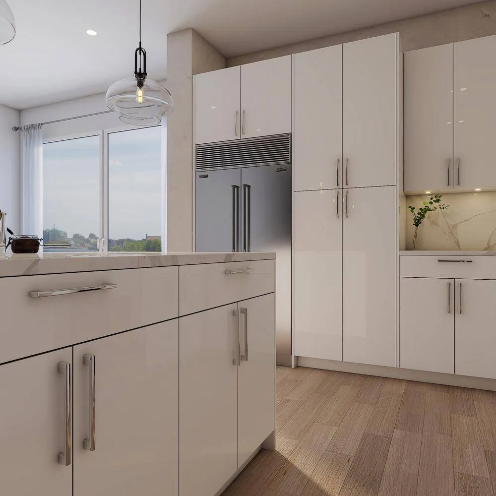 Cambridge Radiance 12 in. W x 12 in. D x 30 in. H Ready to Assemble Slab Wall Kitchen Cabinet in White Gloss, photo 4 of 10