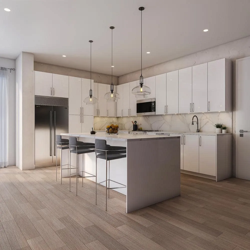 Cambridge Radiance 12 in. W x 12 in. D x 36 in. H Ready to Assemble Slab Wall Kitchen Cabinet in White Gloss, photo 2 of 9
