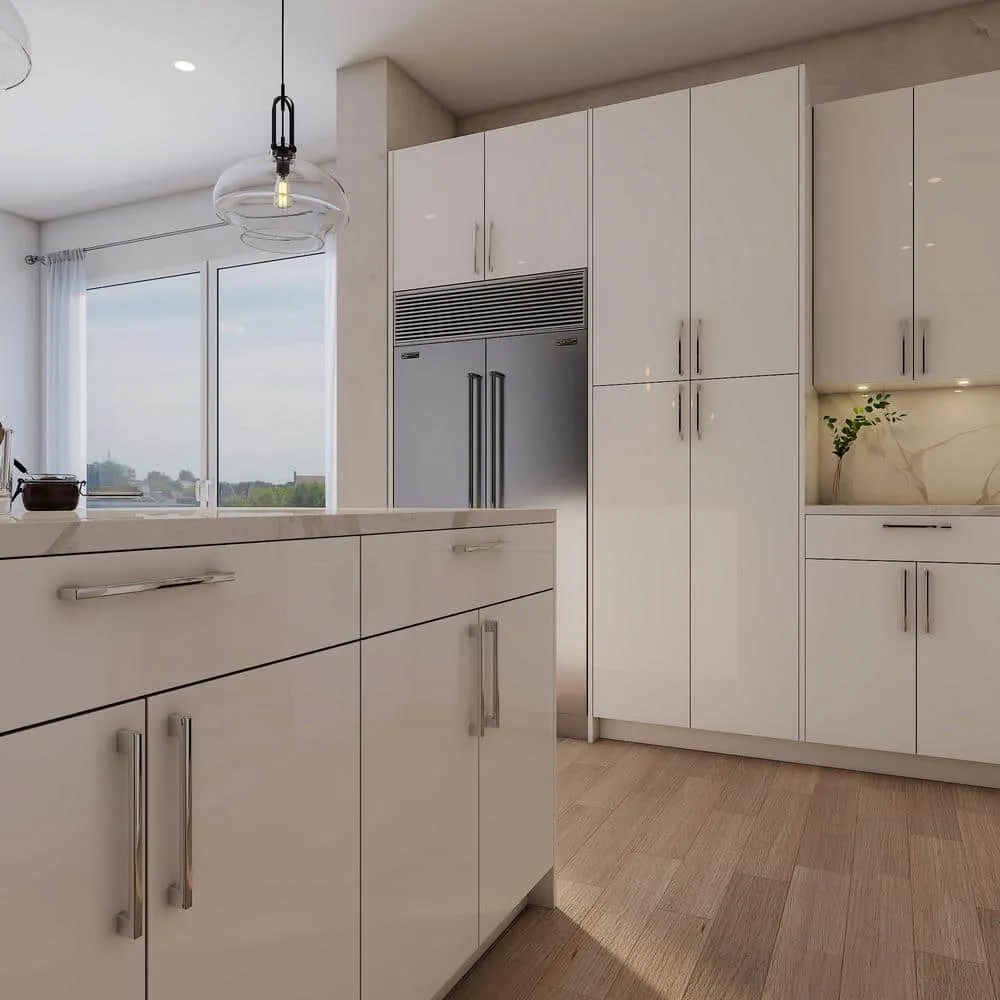 Cambridge Radiance 30 in. W x 12 in. D x 30 in. H Ready to Assemble Slab Wall Kitchen Cabinet in White Gloss, photo 4 of 11