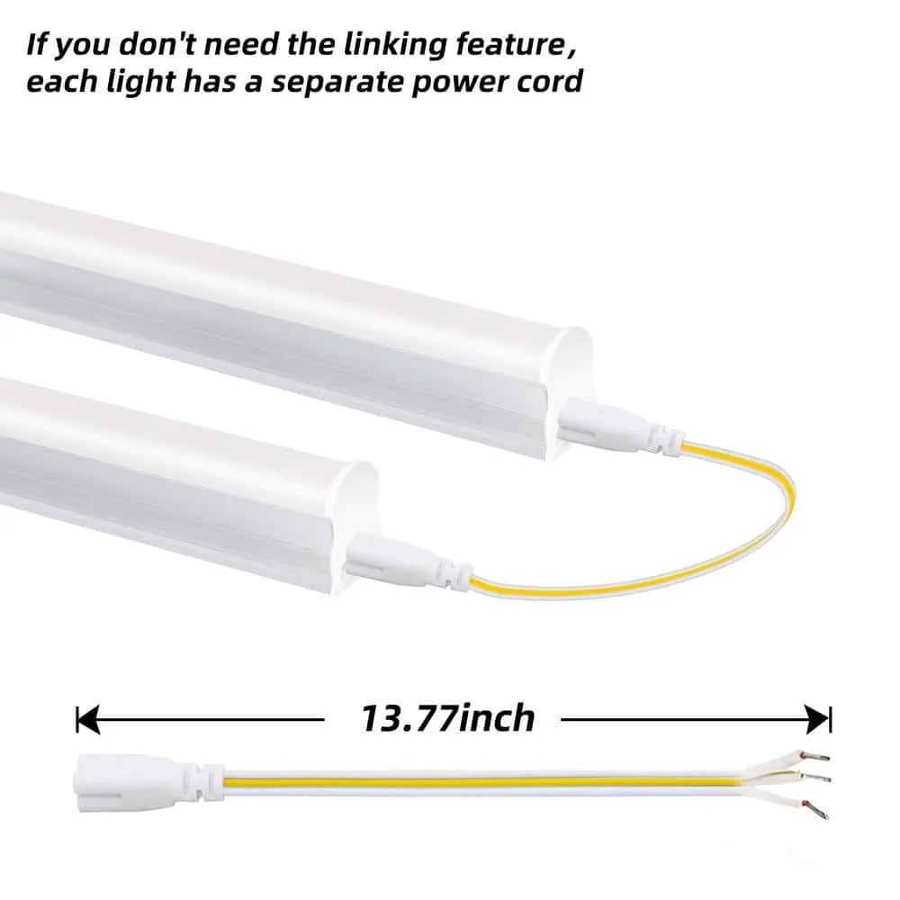 WYZM 4 ft. 80-Watt Equivalent LED T5 Shop Light 5000K Daylight,2200 Lumens,Linkable LED Shop Light(12-Pack), photo 8 of 11